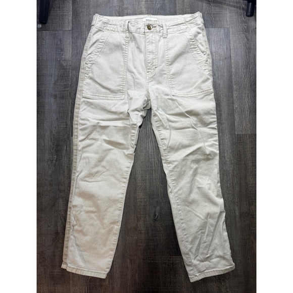 pistola Pants - Pistola Womens High Rise Utility Straight Leg Pants Beige Tan Side Stripe Sz 28
